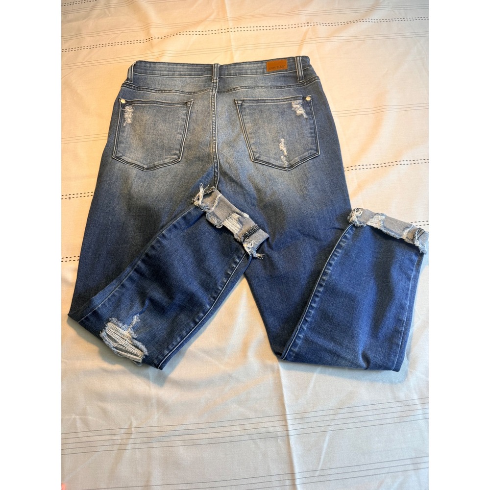 Judy Blue Women Skinny Fit Distressed Jeans Medium Wash High Rise Size 13/31 - Picture 2 of 8